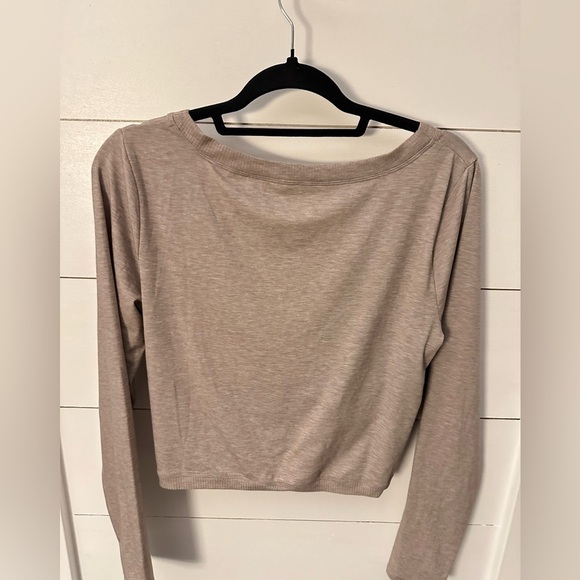 ATHLETA Woman Encore tan polyester activewear casual yoga athleisure wrap too LT - Picture 3 of 14